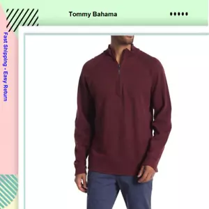Tommy Bahama Men's Flipshot Reversible Half Zip Raglan Pullover, Red, Md - Picture 1 of 2