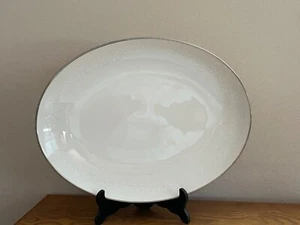 Noritake Elfenbein China Lorelei 15" große ovale Servierplatte 7541 Platinrand - Bild 1 von 5