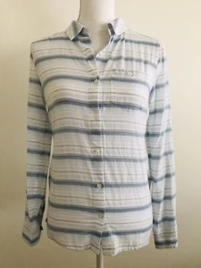 Women’s Multi Blues Long Sleeve Button Shirt Blouse Size 6(XXS) New With Tags - Picture 1 of 10