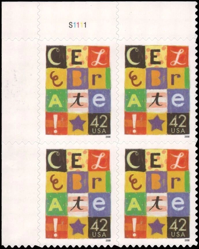 US Celebrate 42c Stamp Plate Block of 4 Scott #4335 - Image 1 of 1