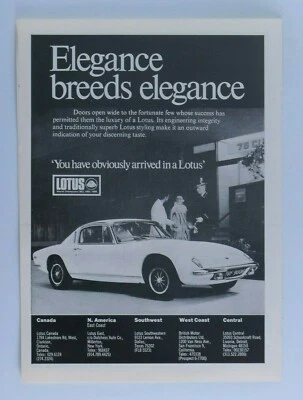 1970 Lotus Elegance Builds Elegance Vintage Original Print Ad 8.5 x 11" - Image 1 of 4