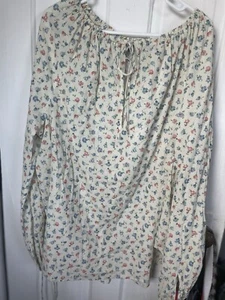 Polo Ralph Lauren Women's Floral Print Blouse Top Front Tie Size Sleeves Tie - Picture 1 of 15