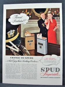 Vintage 1940'S Spud Cigarettes Magazine Ad Full Page WWII Military Theme Image - Picture 1 of 1
