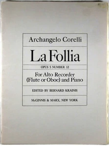 PARTITURA MUSICAL Corelli LA POLLIA Grabadora Flauta Oboe y Piano 1957 McGINNIS & MARX - Imagen 1 de 5