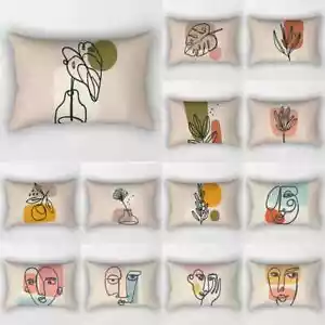 Abstract Leaves Plant Sofa Pillow Cover Rectangle Face Cushion Cover Geometric - Picture 1 of 38