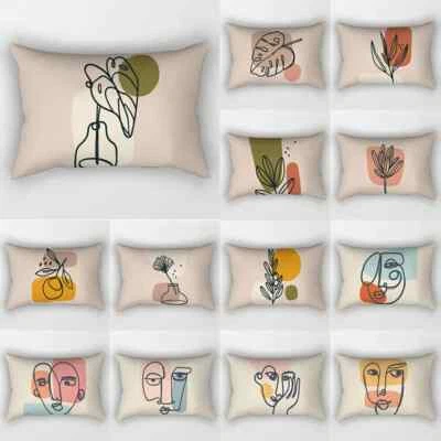 Abstract Leaves Plant Sofa Pillow Cover Rectangle Face Cushion Cover Geometric - Image 1 of 4