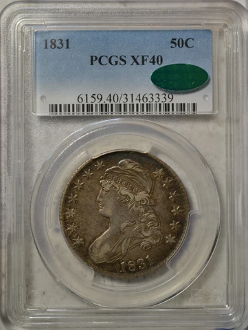 1831 Capped Bust half dollar, PCGS XF40 CAC..........Type Coin Company Cover