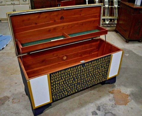 Antique Mid Century Refinished Blanket Cedar Chest, Custom Coffee Table Cover