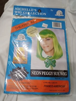 PELUCA DE MICHELLE COLECCIÓN PEGGY SUE PELUCA VERDE NEÓN FRANCO DISFRAZ COSPLAY Foto 1 de 4