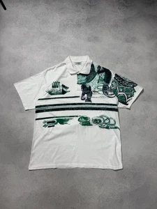 Vintage Lacoste Tennis Polo Retro All Printed Shirt 90s Very Rare Y2K Size L - Picture 1 of 10