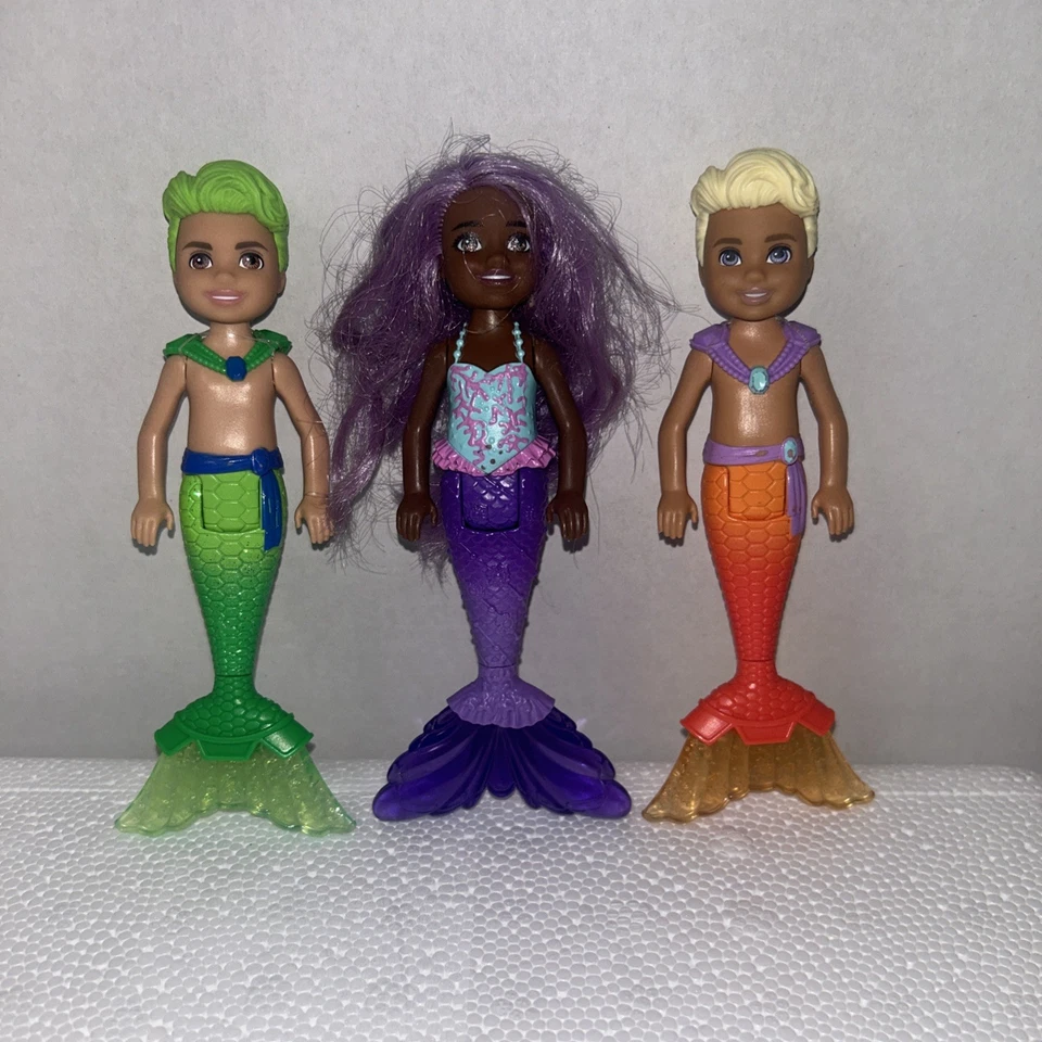 芭比 Dreamtopia 带彩虹湾紫色美人鱼切尔西娃娃和 2 个更多 — 第 1/4 张图片