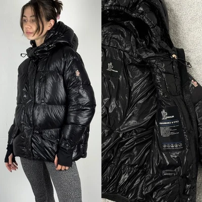 Jaqueta de esqui Moncler Grenoble Limides feminina preta acolchoada acolchoada tamanho 1 ~ P - Imagem 1 de 4