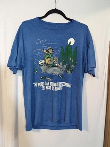 *Distressed* VTG XL Screen Stars Cartoon Fishing Graphic Tee Single Stirch 90's - Picture 1 of 6