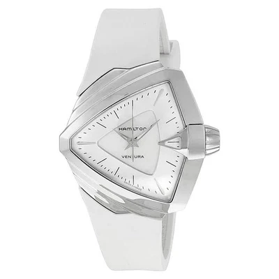Reloj Hamilton Ventura para mujer esfera plateada goma blanca H24251391 Foto 1 de 4