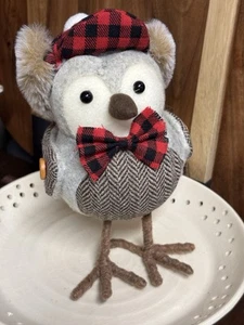 Fall Autumn Bird Tweed Plaid Cap and Bow Tie Plaid - Picture 1 of 2