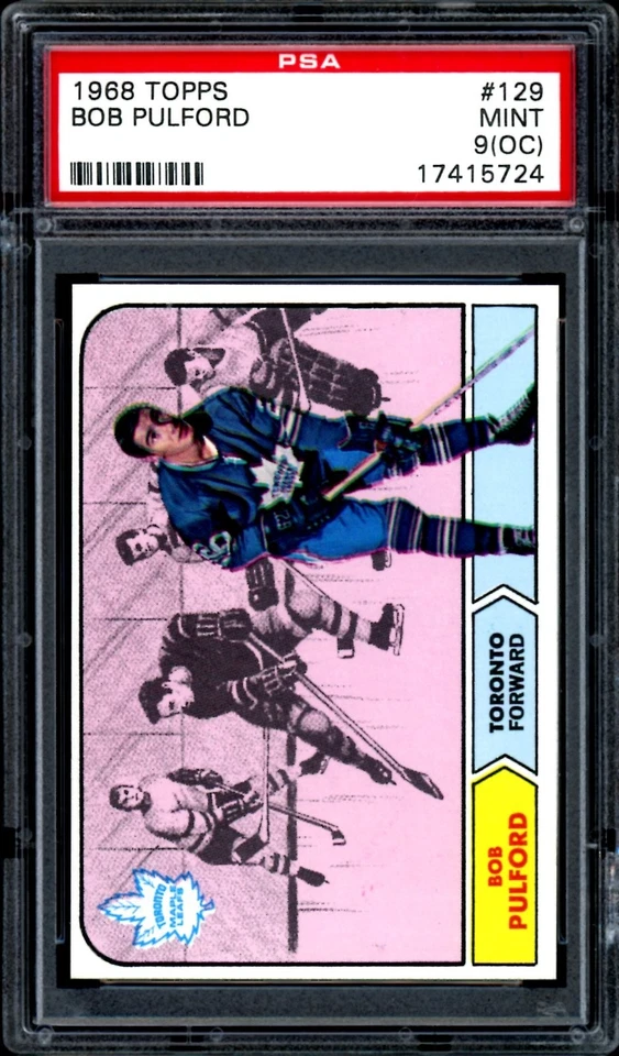 1968-69 Topps NHL Hockey #129 Bob Pulford HOF PSA 9 MINT oc Toronto Maple Leafs - Image 1 of 2