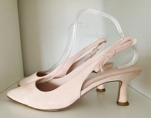 Hobbs Julia Shoes Kitten Heels Suede Light Pink Slingback Pointed Toe UK 7 EU 41 - Picture 1 of 12