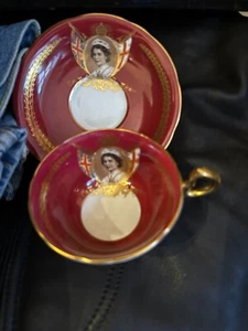 AYNSLEY BONE CHINA QEII GILDED CORONATION CUP AND SAUCER 1953 - Picture 1 of 3