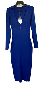 BARDOT COLLAR KNIT DRESS IN COBALT BLUE WOMENS SIZE L LARGE NEW - Picture 1 of 2
