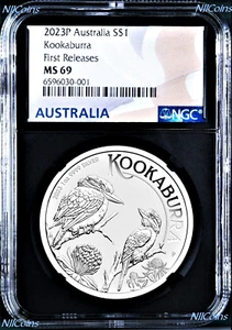 2023 Australia Silver Kookaburra NGC MS69 $1 1oz Coin FR Black Core Label - Picture 1 of 2