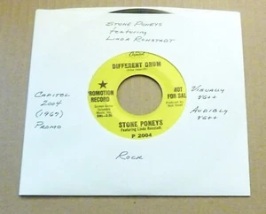 7" 45 RPM RECORD by STONE PONEYS "DIFFERENT DRUM" (1967) PROMO / CAPITOL 2004 - Picture 1 of 3