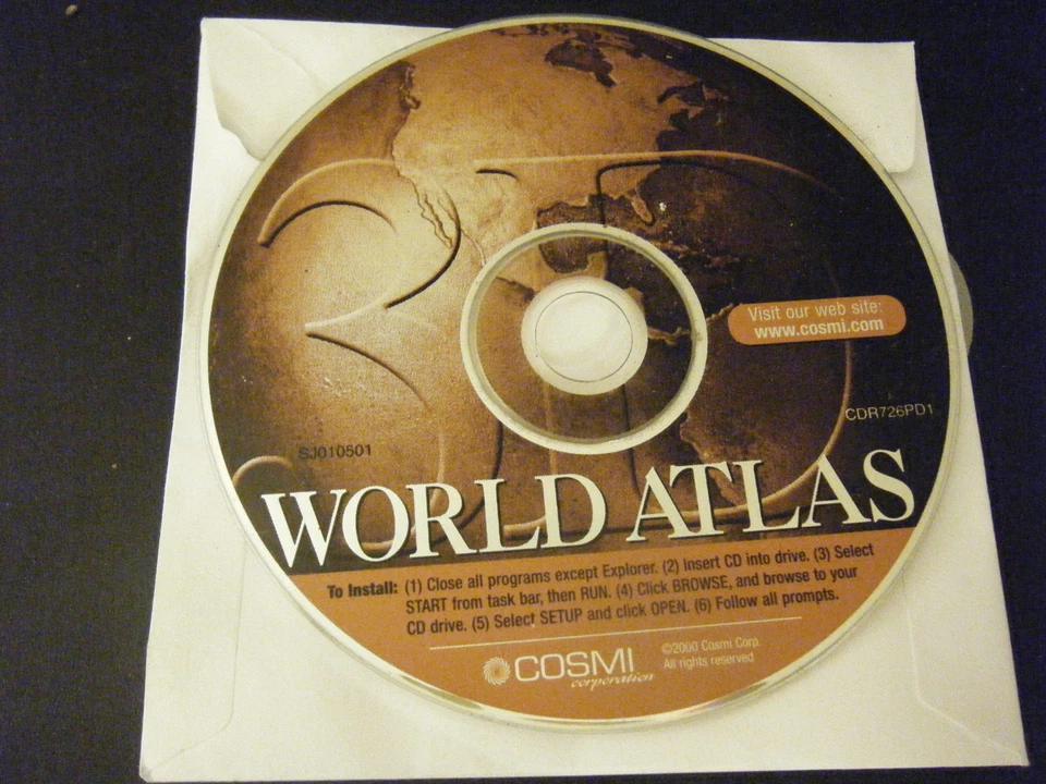 Cosmi Corp. World Atlas 3D (PC, 2000) - Disc Only!!! - Image 1 of 2