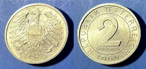 Austria 1966 2 Groschen KM-2876 Aluminum BUNC #9 - US Seller - Picture 1 of 2