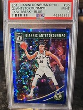 Giannis Antetokounmpo BLUE HOLO PRIZM /50 2018-19 Optic Fast Break SSP PSA 9