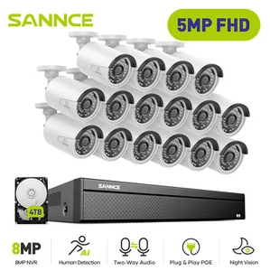 SANNCE 4K 16CH NVR 5MP POE Security Camera System Two Way Audio Human Detection - Picture 1 of 22