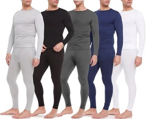 Men Microfiber Fleece Thermal Winter Lined Long Johns Warm Underwear Shirt Pants - Picture 1 of 7