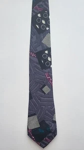 Impact 100% Polyester Gray Black White Geometric Print Men's Neck Tie - Picture 1 of 4