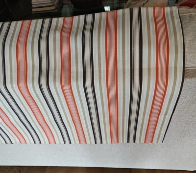 Mantel Multi RAYAS 60” X 102” Rectángulo Marrón Naranja Beige Tela Foto 1 de 4