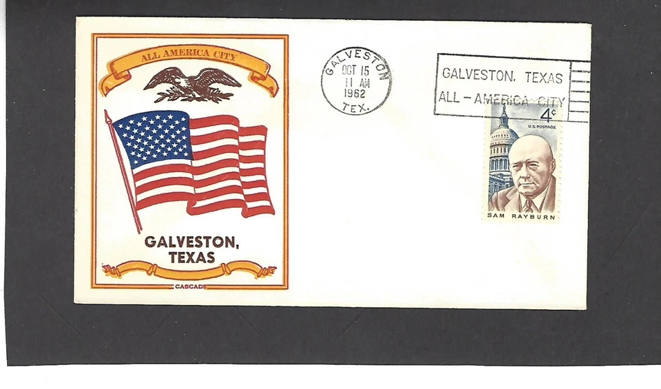 1962 GALVESTON,TEX OCT 15-1962 -ALL AMERICA CITY COVER-SLOGAN CANCEL - Image 1 of 1