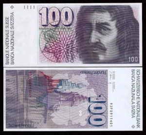 Switzerland 100 FRANCS P-57 1993 Swiss Drawing UNC World Currency Rare BANK NOTE - Picture 1 of 6