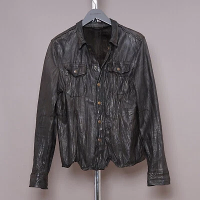 ALL SAINTS Leather Shirt Jacket LARGE Mens  Brown L Celebrity Grail LORRIMER - Image 1 of 4