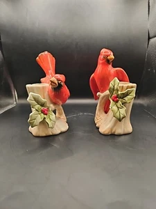 Fitz & Floyd Christmas Cardinal Candle Holders Pair - Picture 1 of 18