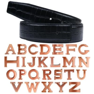 ERDI ÜNVER Ledergürtel Wendegürtel in Krokodil Schwarz Gürtelschnalle mit 32mm H Rose Gold