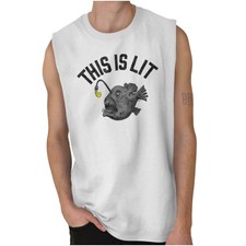 This Is Lit Anglerfish Funny Fisherman Gift Sleeveless T Shirts Tees Tshirts
