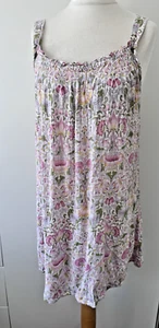 Next Morris & Co Print Strappy Crepe Short Swing Tunic Dress Size 16 Pink - Picture 1 of 13