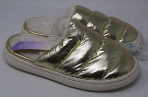 Stars Above Slippers Women's 9-10 Merritt Slip On Slide Gold Round Toe Faux Fur - Picture 1 of 17