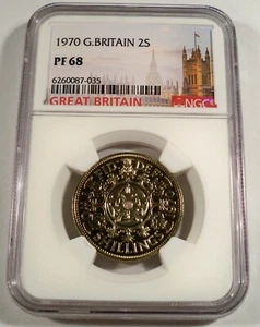 1970 Dos chelines Gran Bretaña NGC PR 68 2S Proof Pr 68 - Imagen 1 de 4