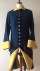 New Navy Blue With Yellow Lining Swedish Carolean Army Wool Long Coat Fast Ship