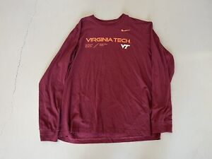 Virginia Tech Hokies Team Issued Maroon Nike Long Sleeve Shirt Size XL NCAA ACC