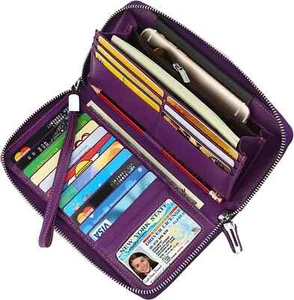 Lavemi Women's RFID Blocking Leather Large Capacity Zip Around Wallet Clutch NEW - Picture 1 of 3