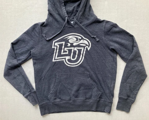 Liberty University Hoodie Sweatshirt Redshirt Mens Small Fleece Gray Vtg Logo Cover