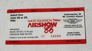 Mount Comfort Airport Ghost Squadron Airshow June 1986 Indianapolis Ticket Stub - Picture 1 of 1