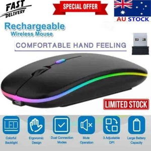2pcs Rechargeable Slim Wireless Mouse Bluetooth 5.2+ 2.4G Cordless For Laptop PC - Picture 1 of 7