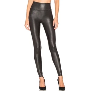 Spanx Damen Gr. S schwarz Glitzer Leggings 27" Kunstleder einfarbig glänzend beschichtet - Bild 1 von 8