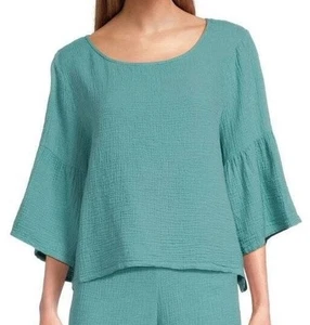 NWT BRYN WALKER XXL Frida Cotton Gauze Shirt Garda Green - Picture 1 of 6