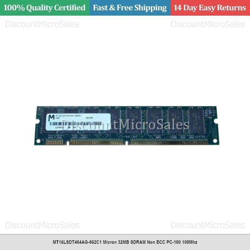 MT16LSDT464AG-662C1 Micron 32MB SDRAM Non ECC PC-100 100Mhz - Image 1 of 1